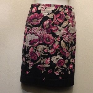 Burgundy/Tan Floral Pencil Skirt